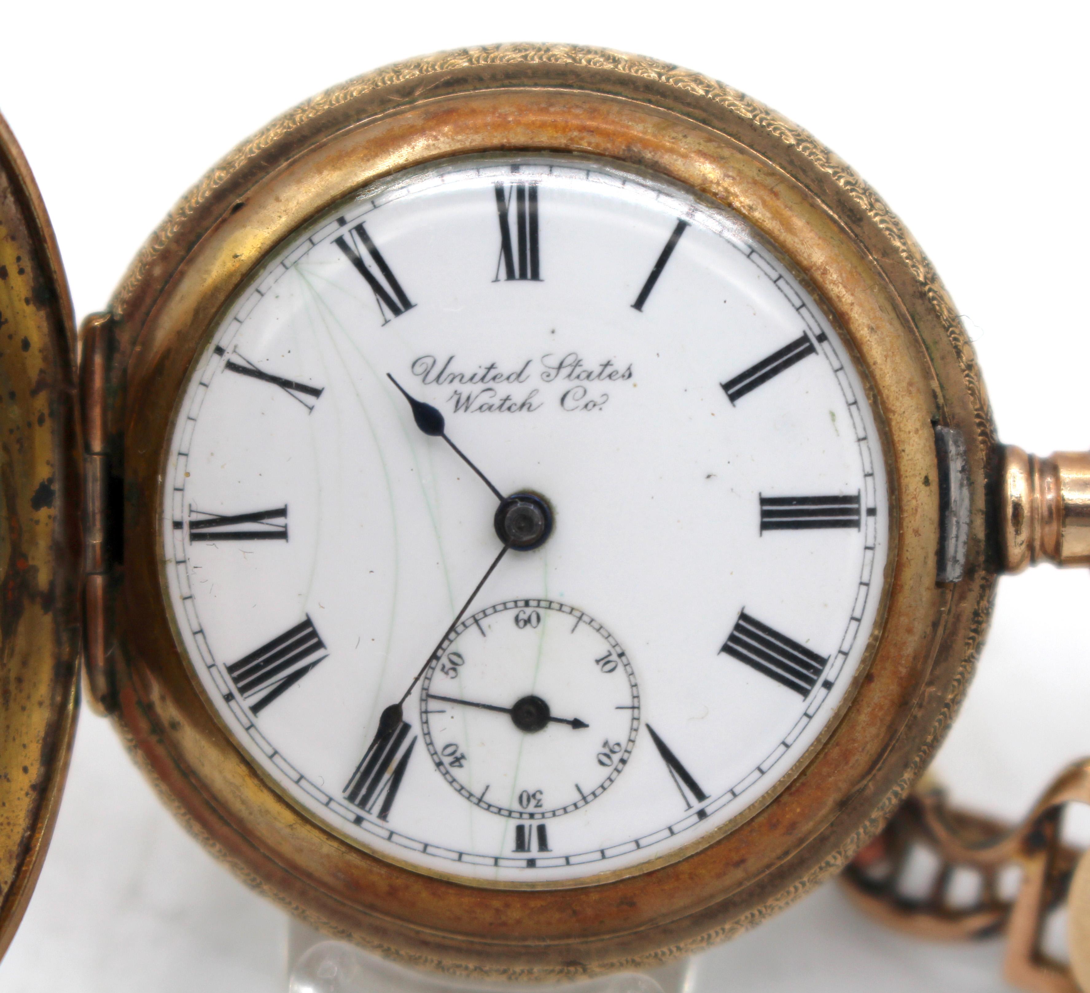 Américain Fin du 19e siècle États-Unis Co. Montre de chasse à revers pour dames en vente