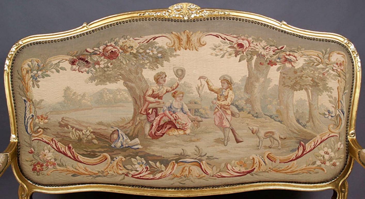 Late 19th Century Upholstered Sofa with Hunting Motifs, France 4
