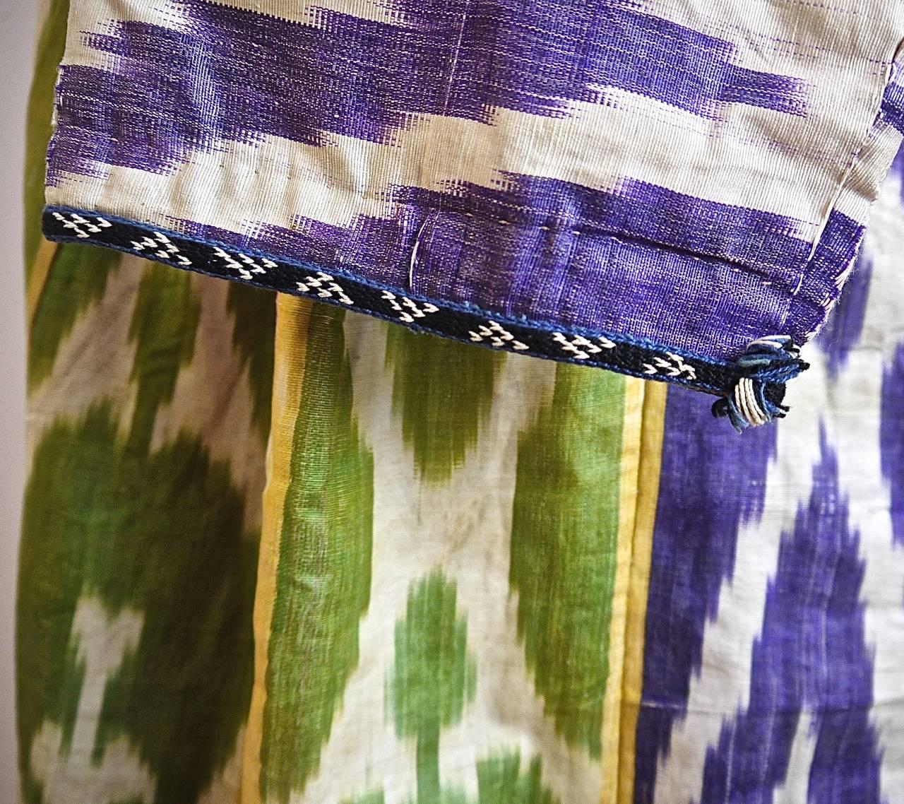 Silk Ikat Uzbekistan Chapan Robe with Russian Cotton Lining In Fair Condition In London, GB