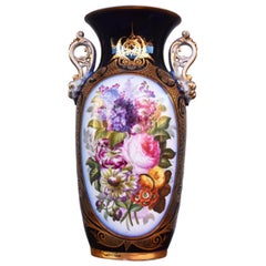 Antique Late 19th Century Vase with Handle Painted in Bayeux Porcelain