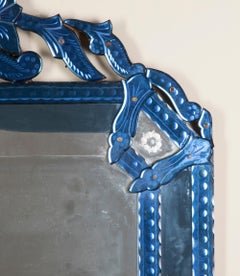 Late 19th Century Venetian Blue Glass Mirror