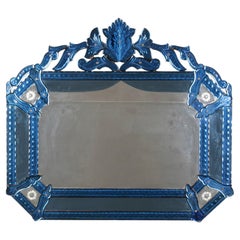 Late 19th Century Venetian Blue Glass Mirror
