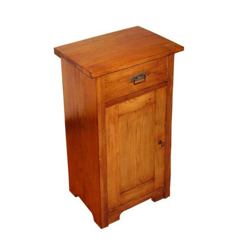 19th century Austrian country rustic nightstand, solid pine, restored and polished to wax

Measures cm: H 80, W 45, D 34.