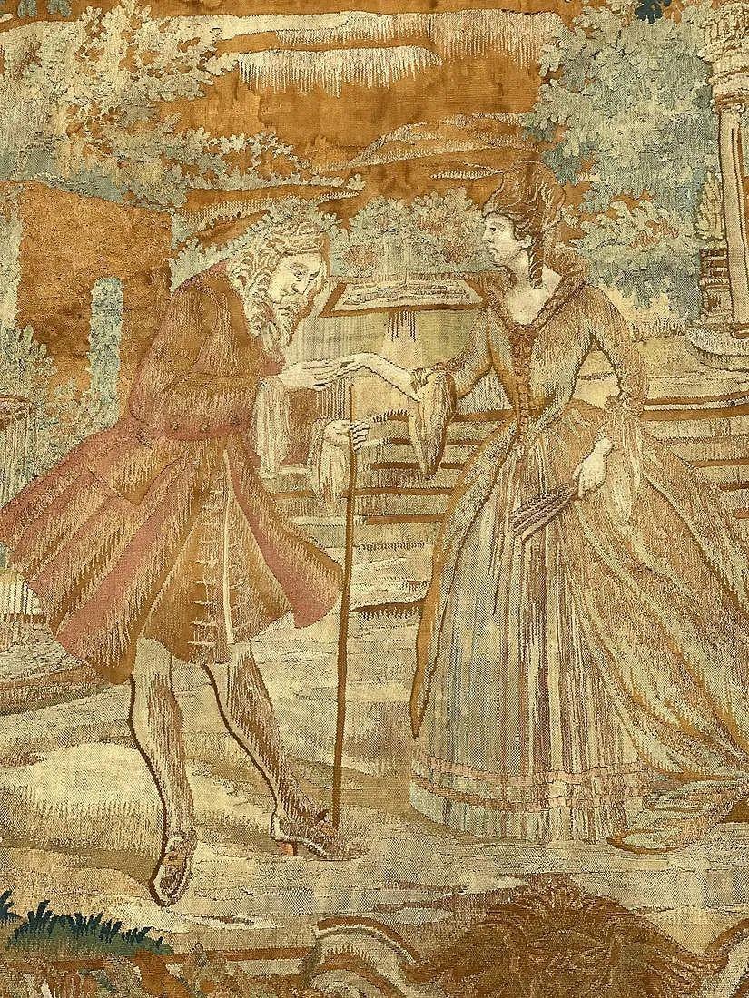 Verdure-Wollteppich aus dem späten 19. Jahrhundert, signiert L.K.F. (Lorentz Kleiser). im Zustand „Gut“ im Angebot in Los Angeles, CA