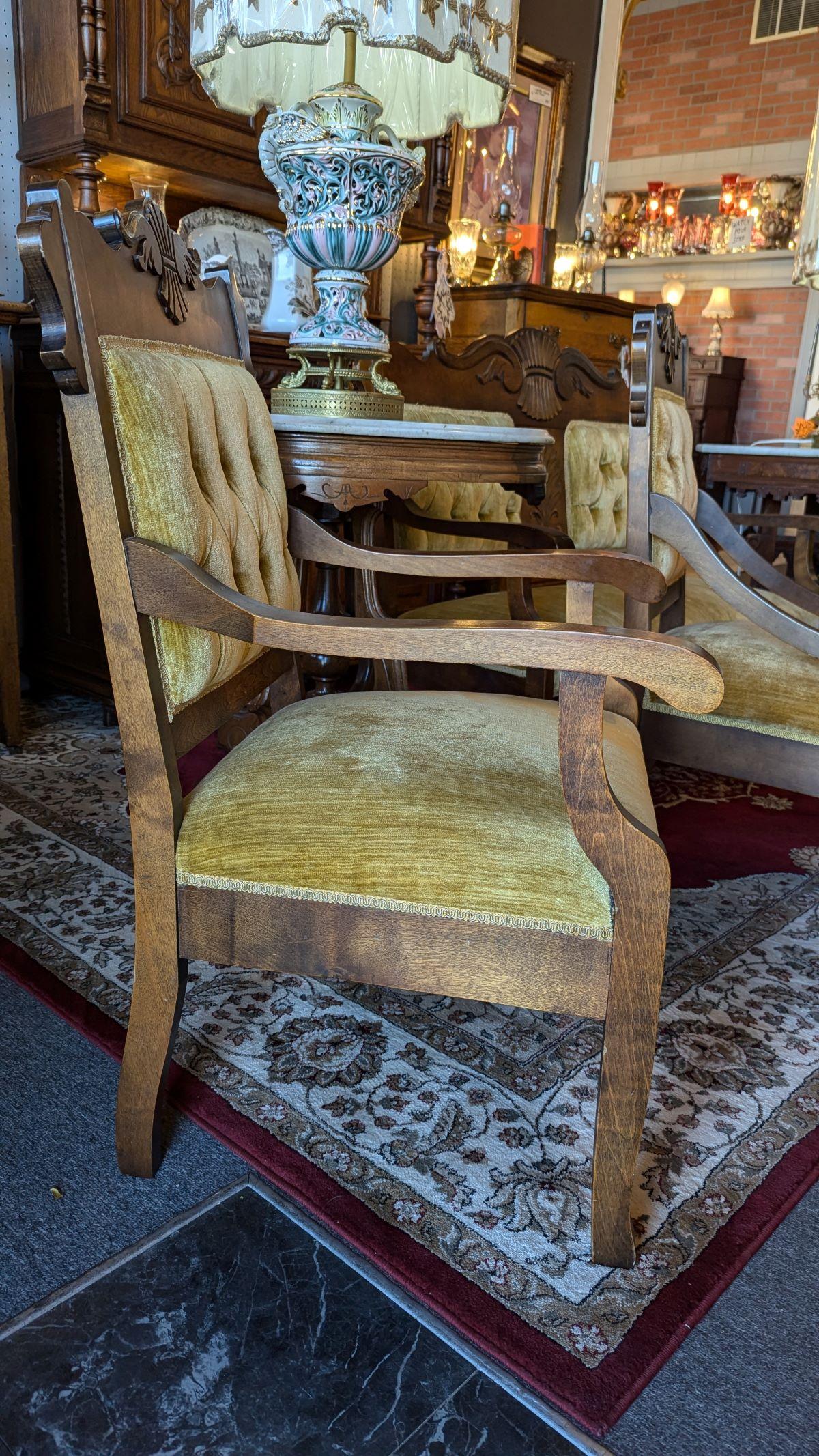 Velours Fin du 19ème siècle, ensemble de salon victorien 5 pièces en vente