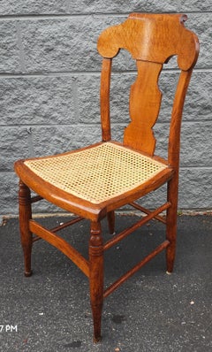 Late 19th Century Victorian Birdeye Maple and Cane Side Chair