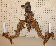 Late 19th Century Victorian Bronze Putti Gas Sconces