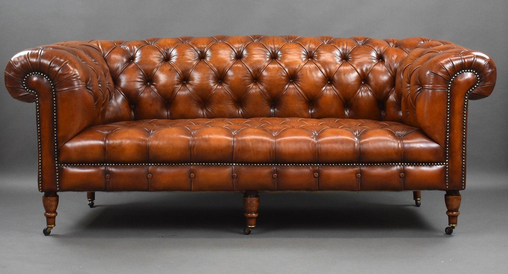 Late 19th Century Victorian Brown Leather Chesterfield Sofa For Sale at ...