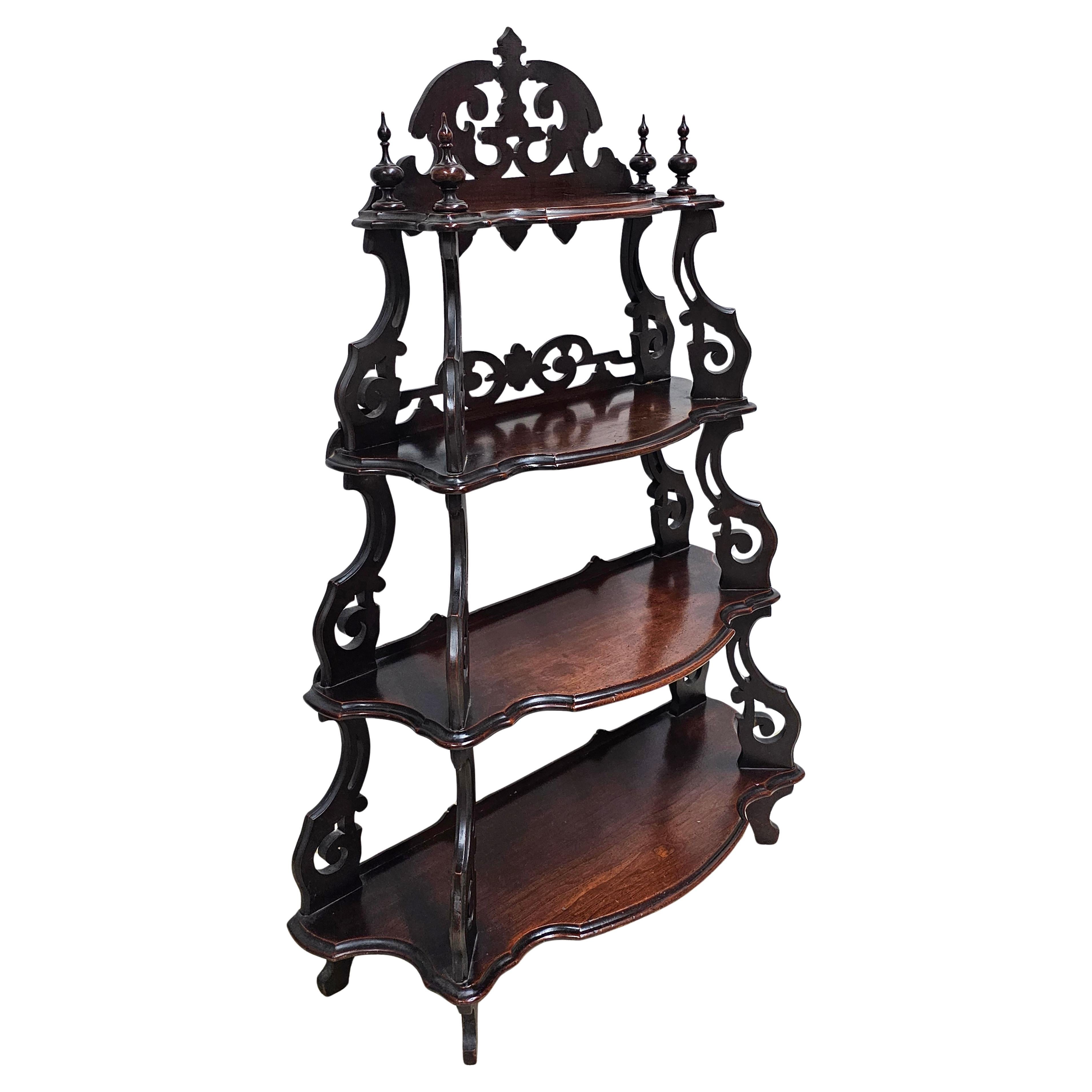Ein spätes 19. Jahrhundert viktorianischen geschnitzten Mahagoni Regal Etagere. Misst 37