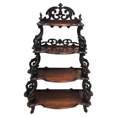 Viktorianische geschnitzte Mahagoni-Etagere aus dem späten 19.