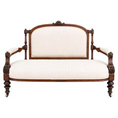 Late 19th-Century Victorian Carved Oak Two-Seat Settee, Circa 1880, English