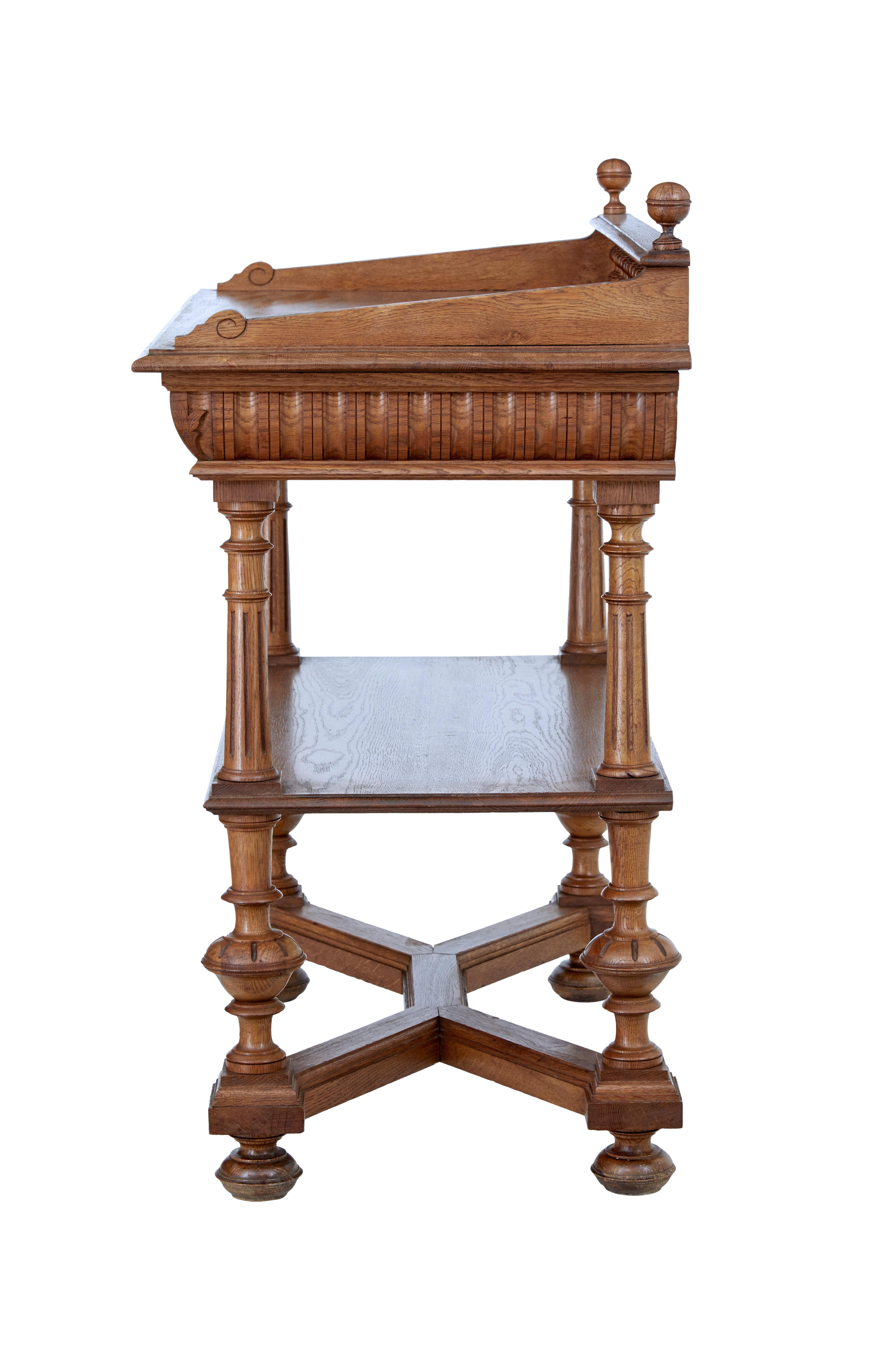 English Late 19th Century Victorian Carved Oak Washstand