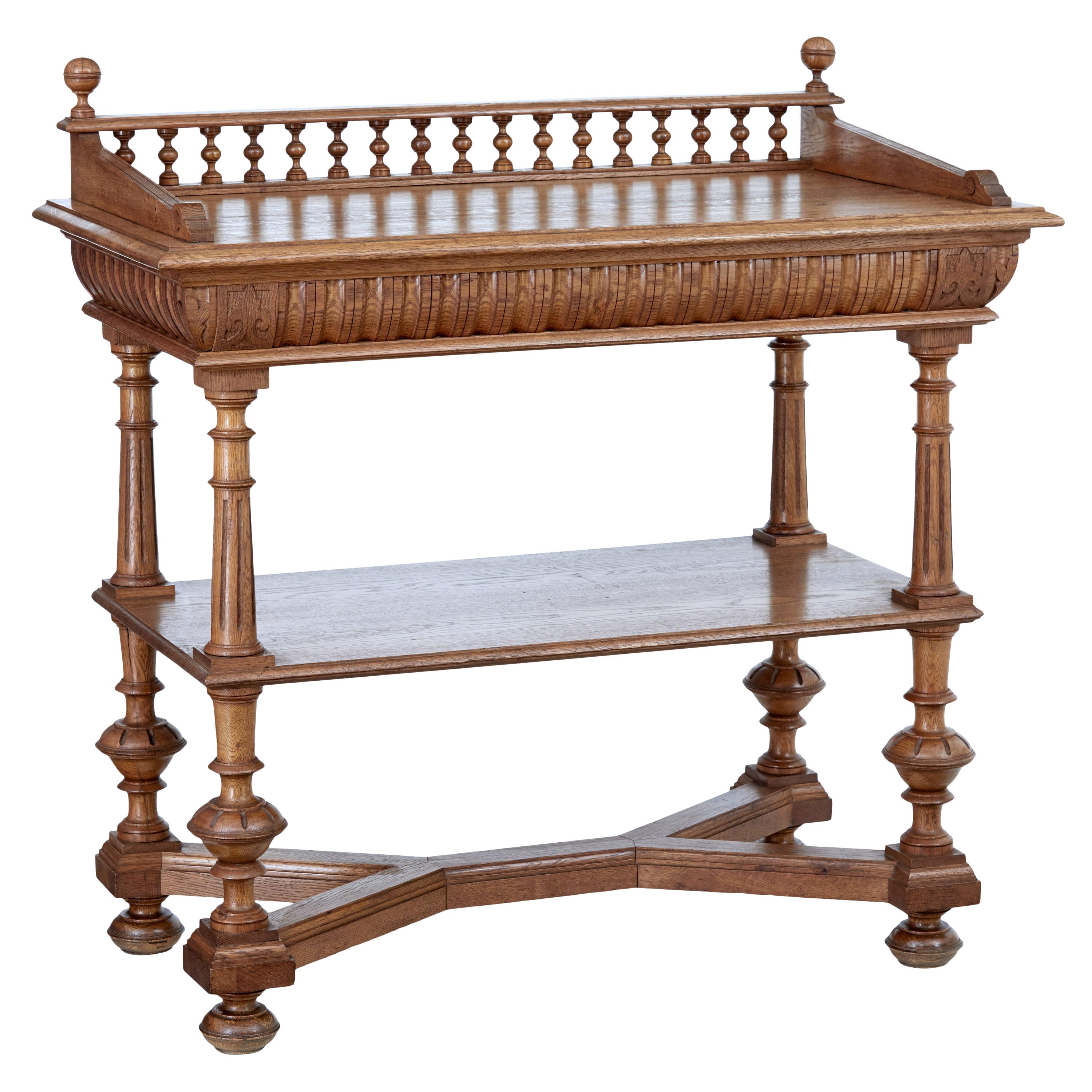 Late 19th Century Victorian Carved Oak Washstand
