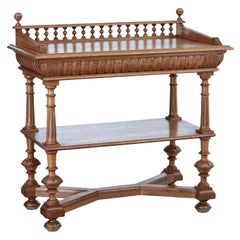 Antique Late 19th Century Victorian Carved Oak Washstand