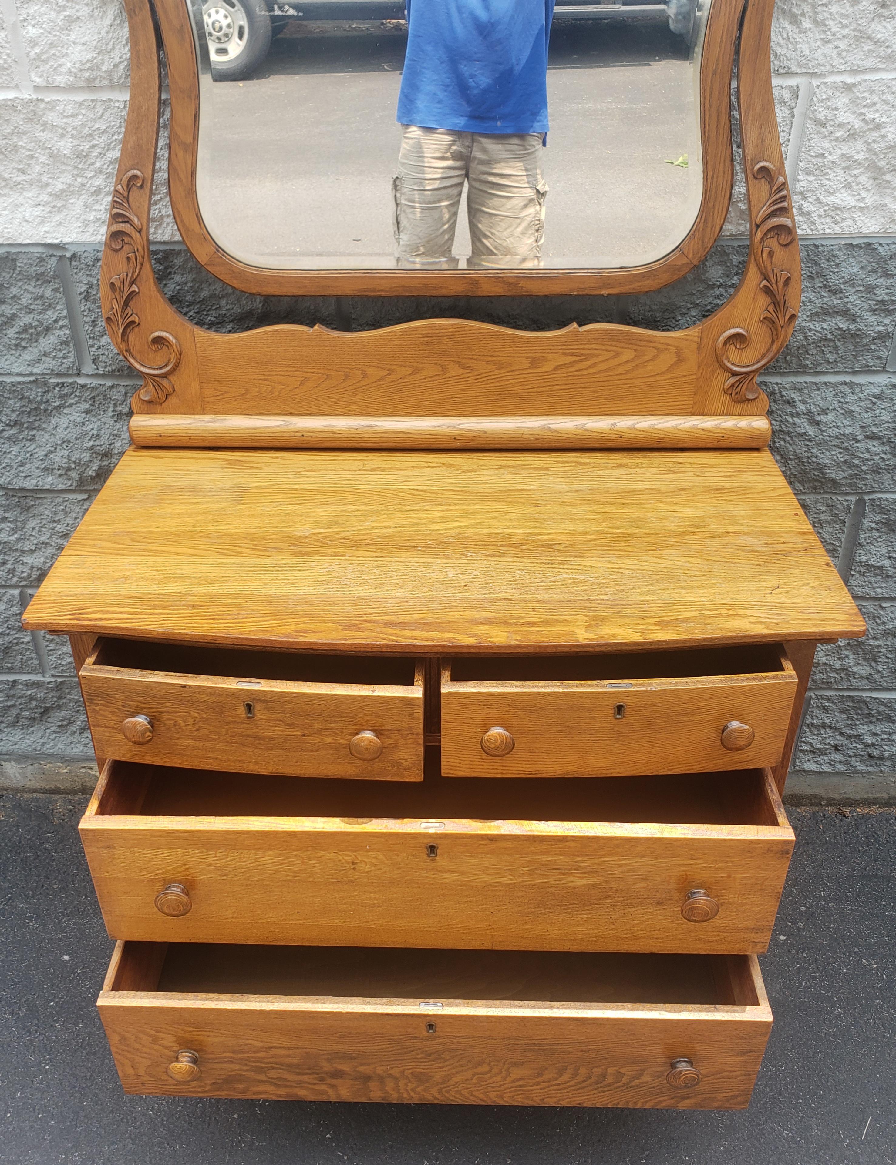 antique tiger oak dresser with mirror