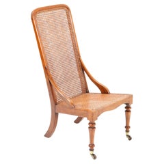 Late 19th Century Victorian Cherry Knitting Chair with Caning