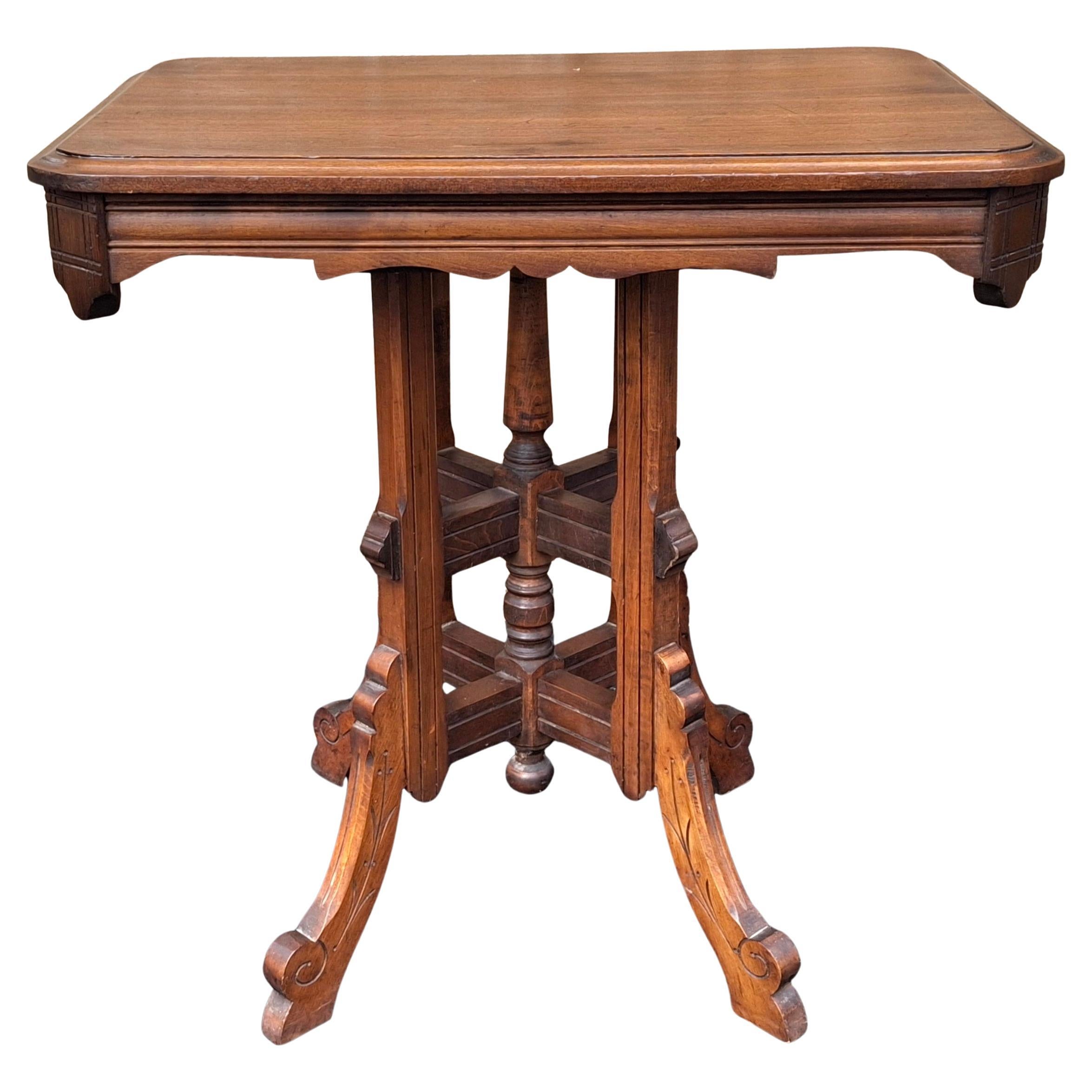 Late 19th Century Victorian Eastlake Style Walnut Side Table