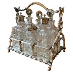 Late 19th Century Victorian English Bamboo Form Sheffield Silver Cruet Set