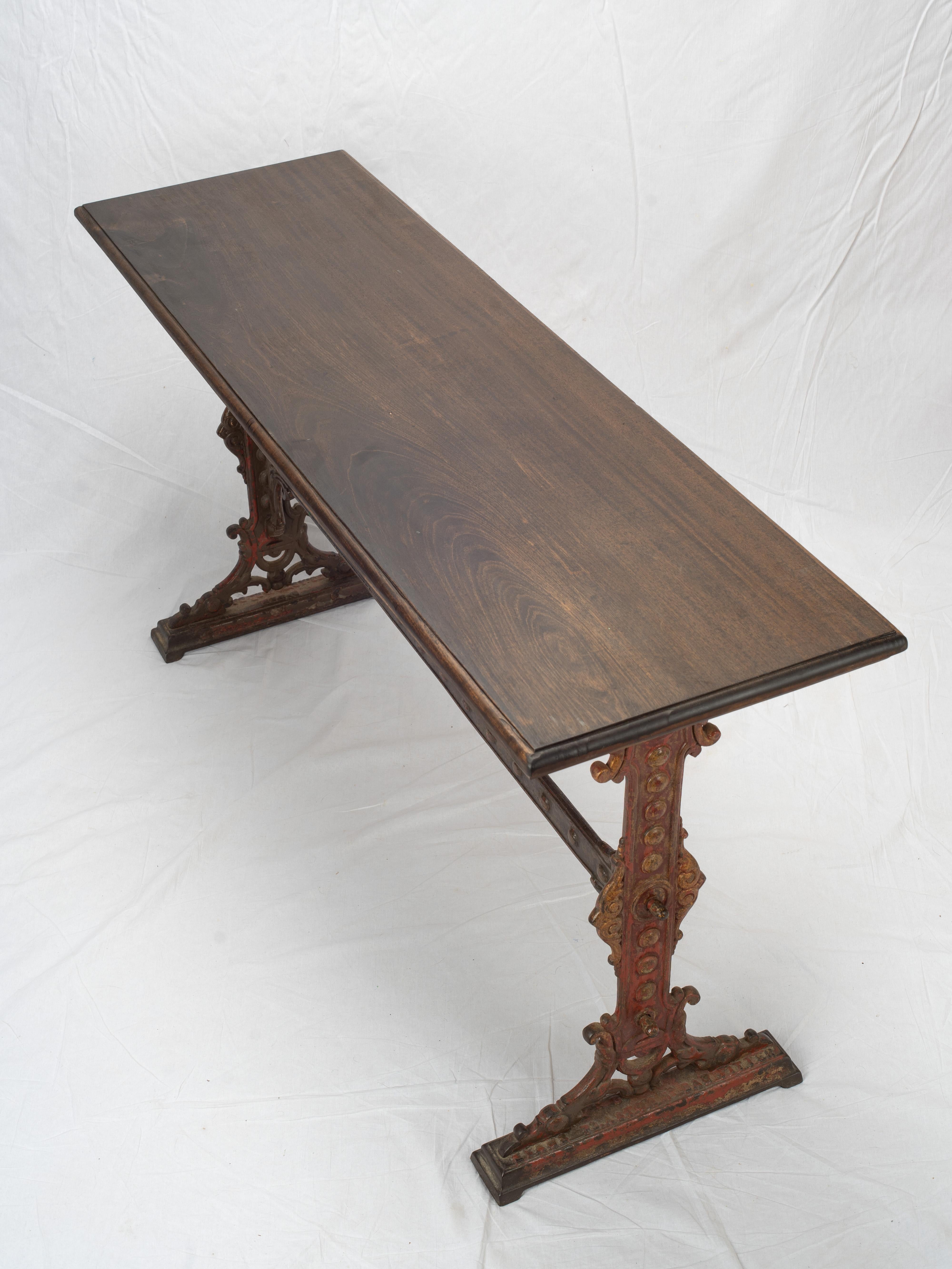 Iron Late 19th Century Victorian English Tavern Table Sofa Table For Sale