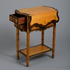 Late 19th Century Victorian Faux Bamboo Drop-Leaf End Table or Bedside Table