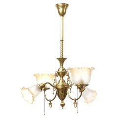 Antique Late 19th Century Victorian Four Light Gas and Electric Fixture
