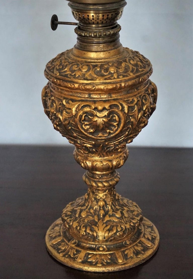 Late 19th Century Victorian Gilt Bronze Oil Lamp Converted to Electric
