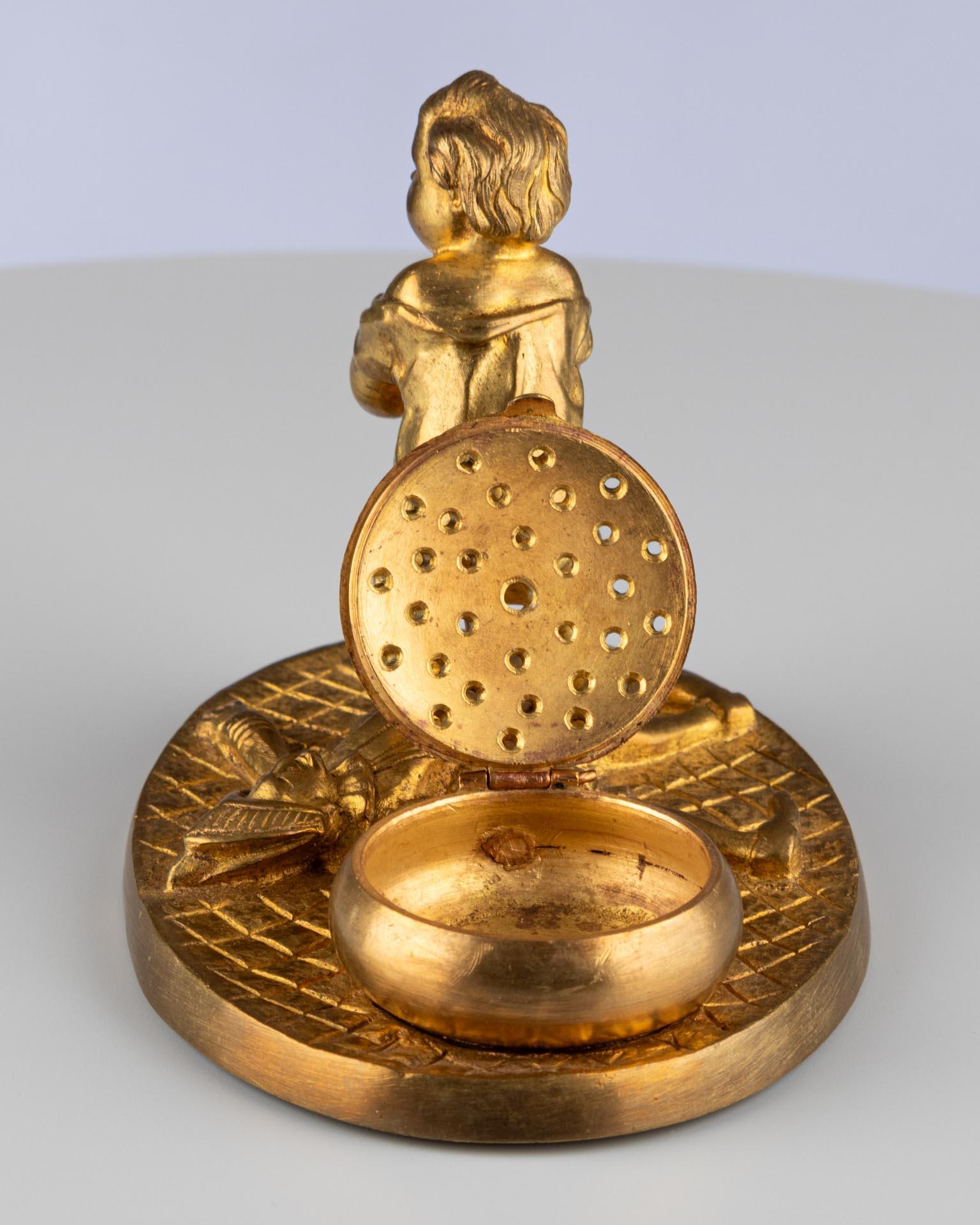 Late 19th Century Victorian Gilt Bronze Ormolu Gold Figurative Incense Burner For Sale 7