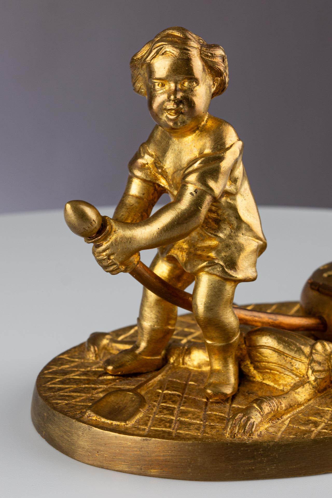 Late 19th Century Victorian Gilt Bronze Ormolu Gold Figurative Incense Burner For Sale 14