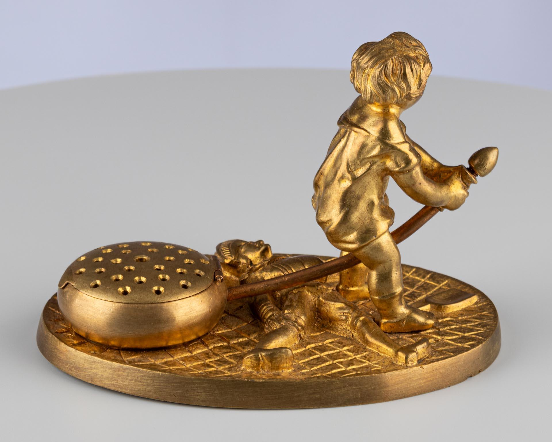 Late Victorian Late 19th Century Victorian Gilt Bronze Ormolu Gold Figurative Incense Burner For Sale