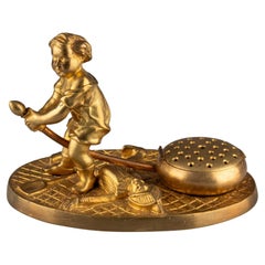 Late 19th Century Victorian Gilt Bronze Ormolu Gold Figurative Incense Burner