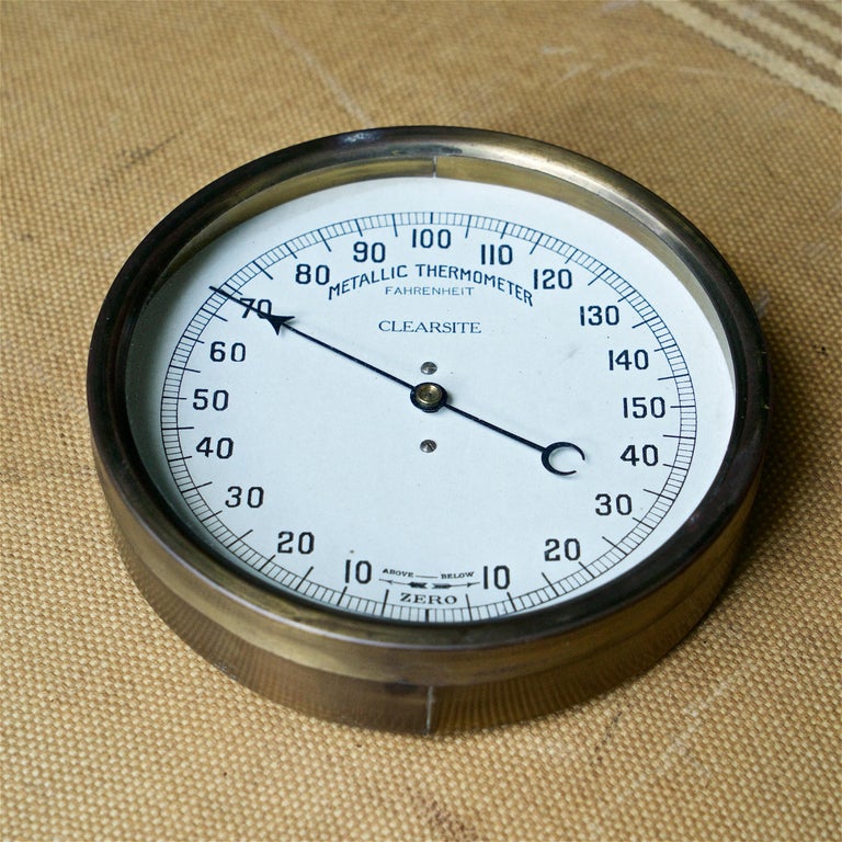 Late 19th Century Victorian Glasshouse Brass Metallic Fahrenheit