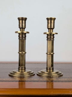 Late 19th Century Victorian Gothic Revival Brass Candlesticks