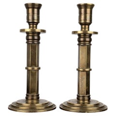Late 19th Century Victorian Gothic Revival Brass Candlesticks