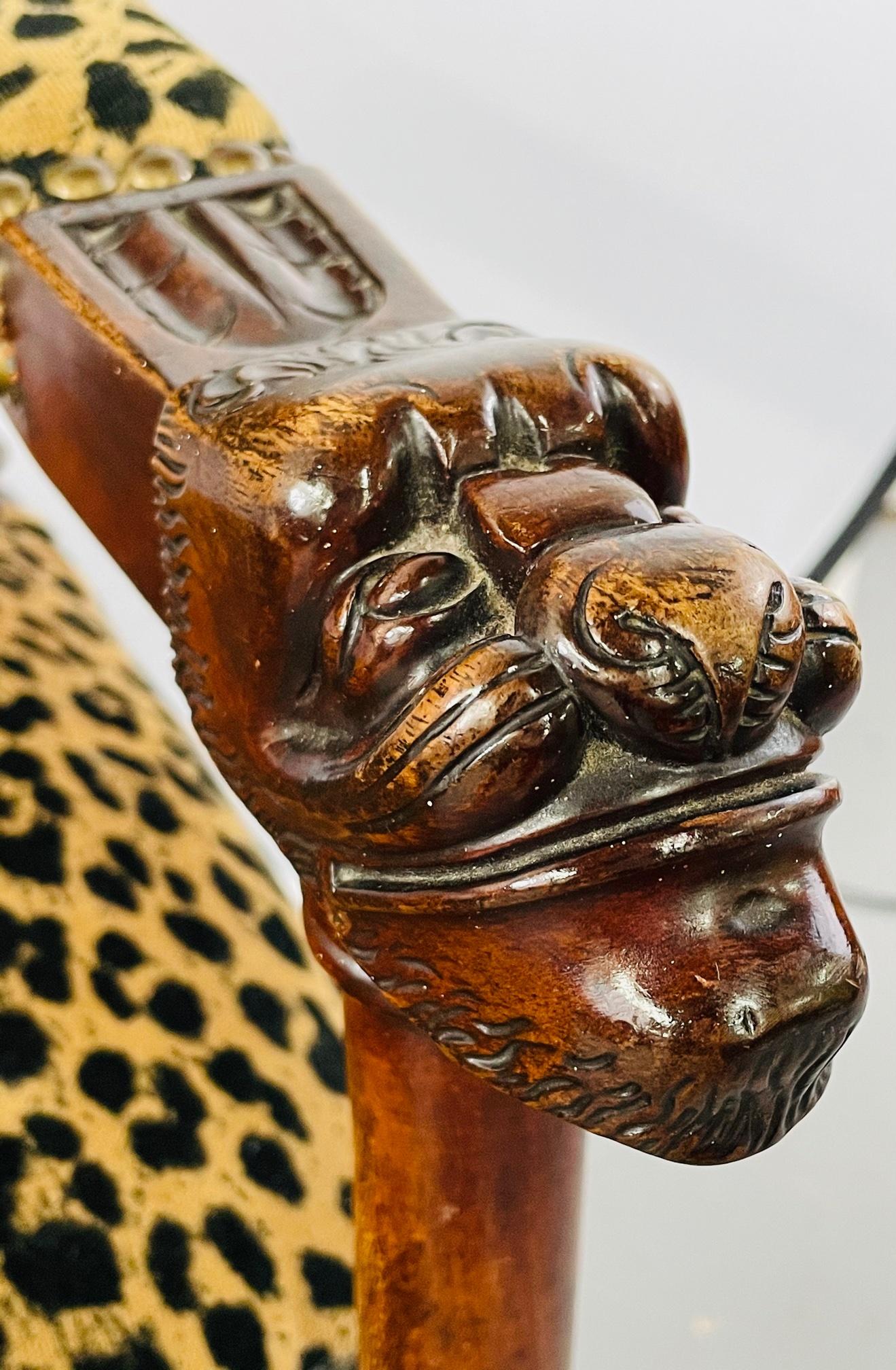 Spätes 19. Jahrhundert Viktorianische Gotik Revival Leopard Polsterung Arm oder Seite Stuhl im Angebot 4
