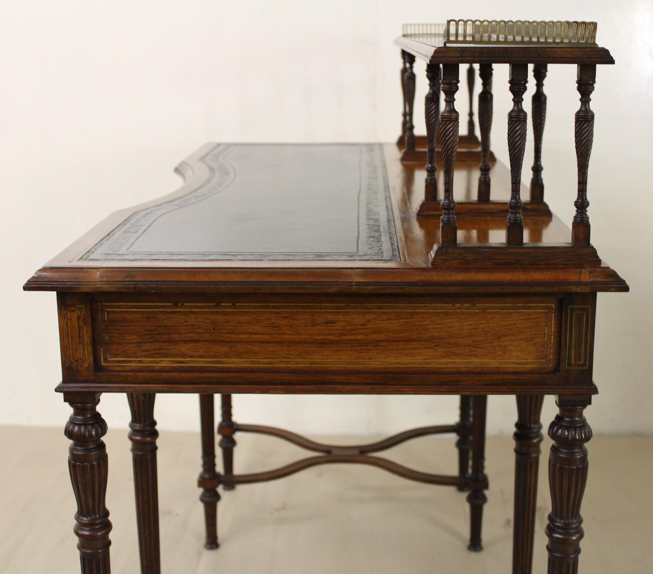 Late 19th Century Victorian Inlaid Rosewood Writing Desk by Collinson and Lock For Sale 4