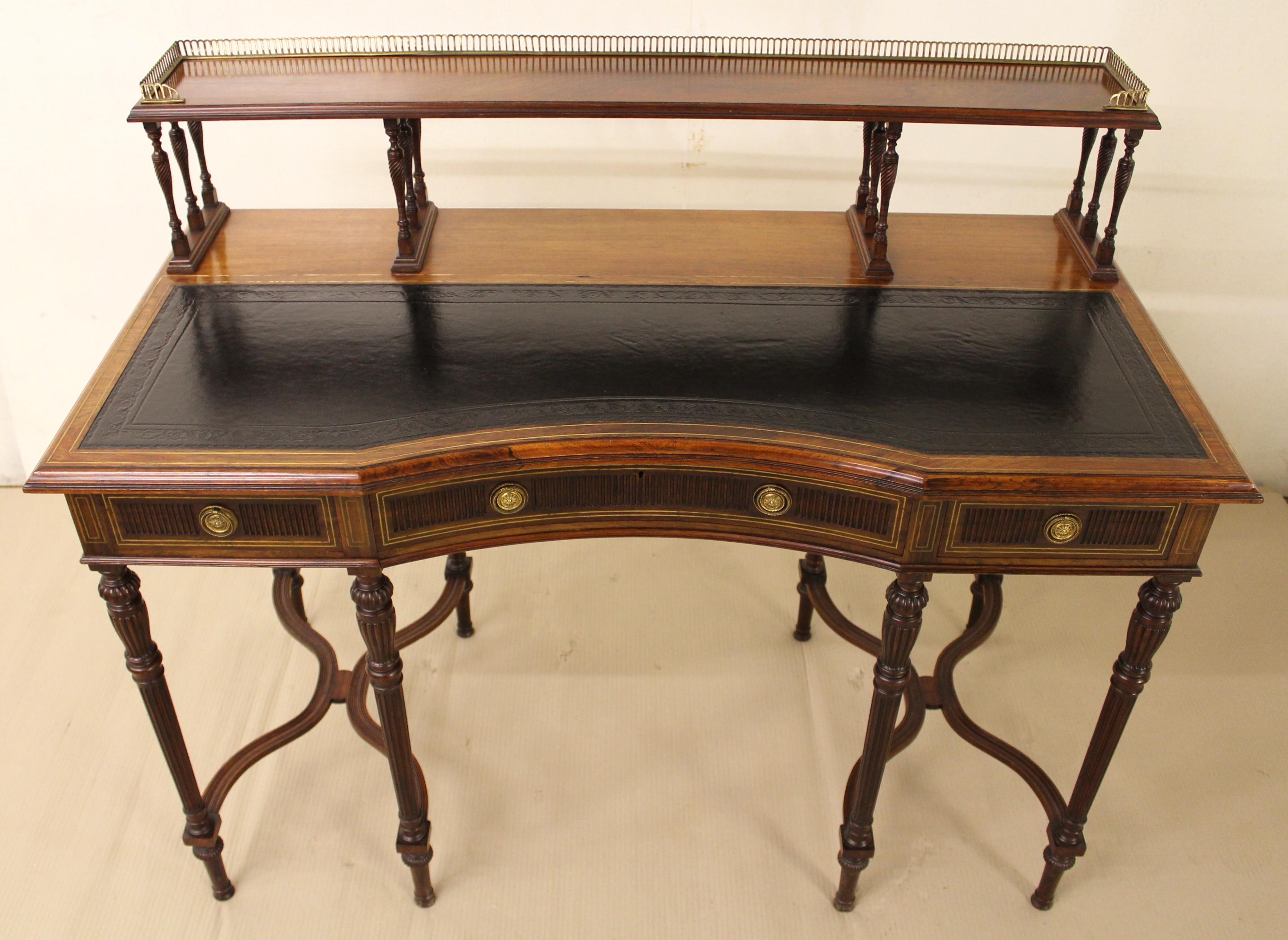 Regency Late 19th Century Victorian Inlaid Rosewood Writing Desk by Collinson and Lock For Sale