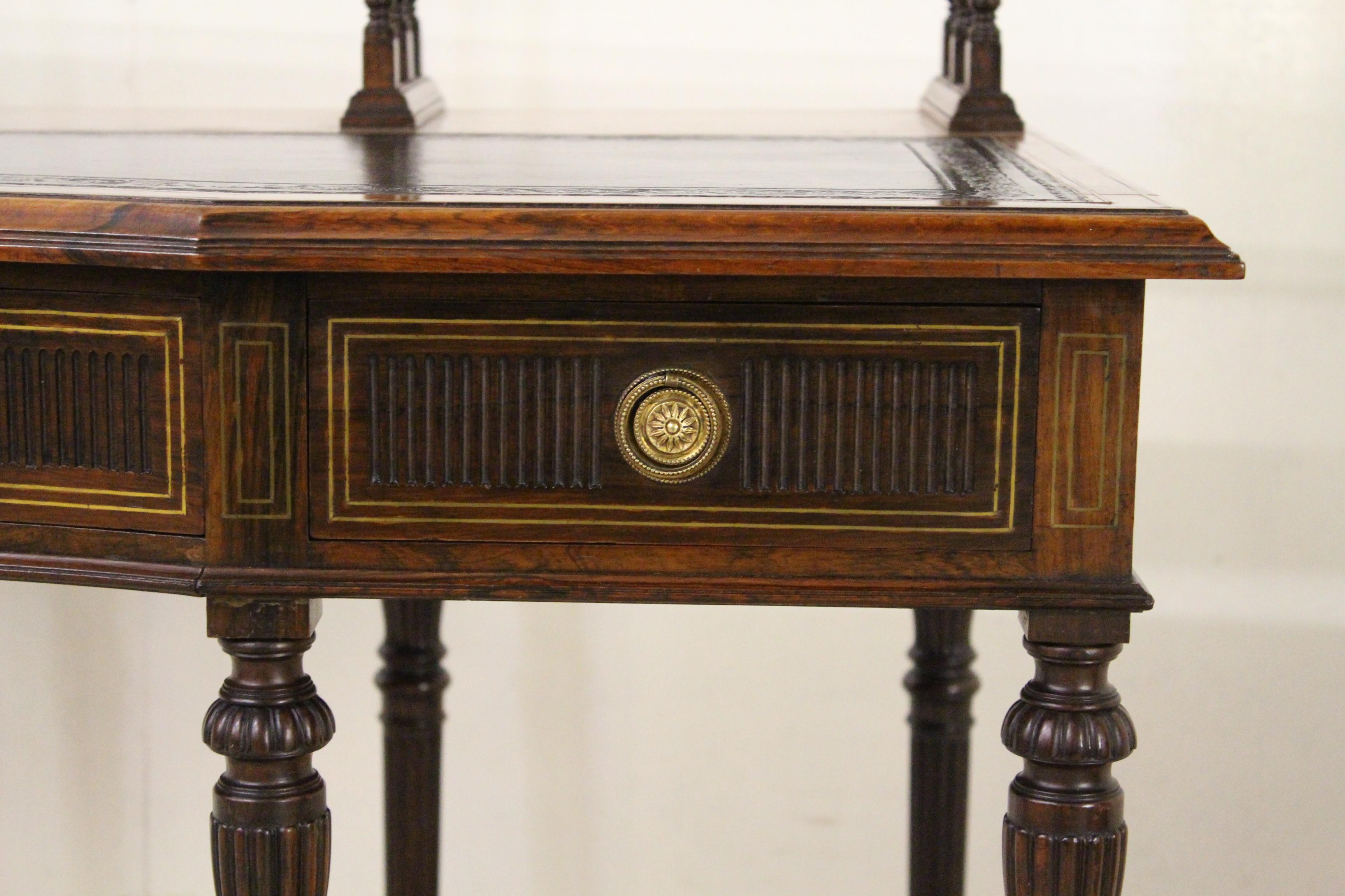 English Late 19th Century Victorian Inlaid Rosewood Writing Desk by Collinson and Lock For Sale
