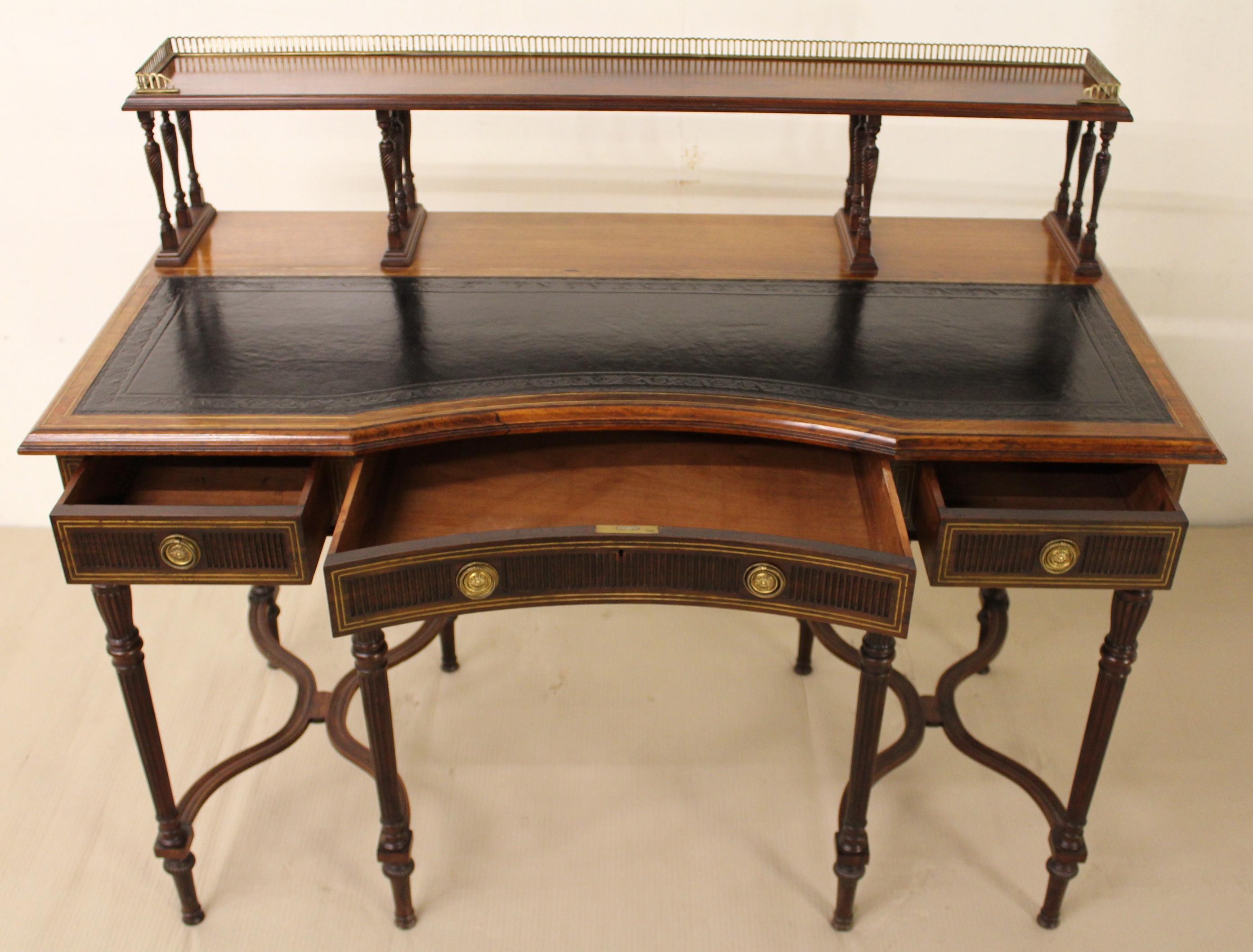 Late 19th Century Victorian Inlaid Rosewood Writing Desk by Collinson and Lock For Sale 1