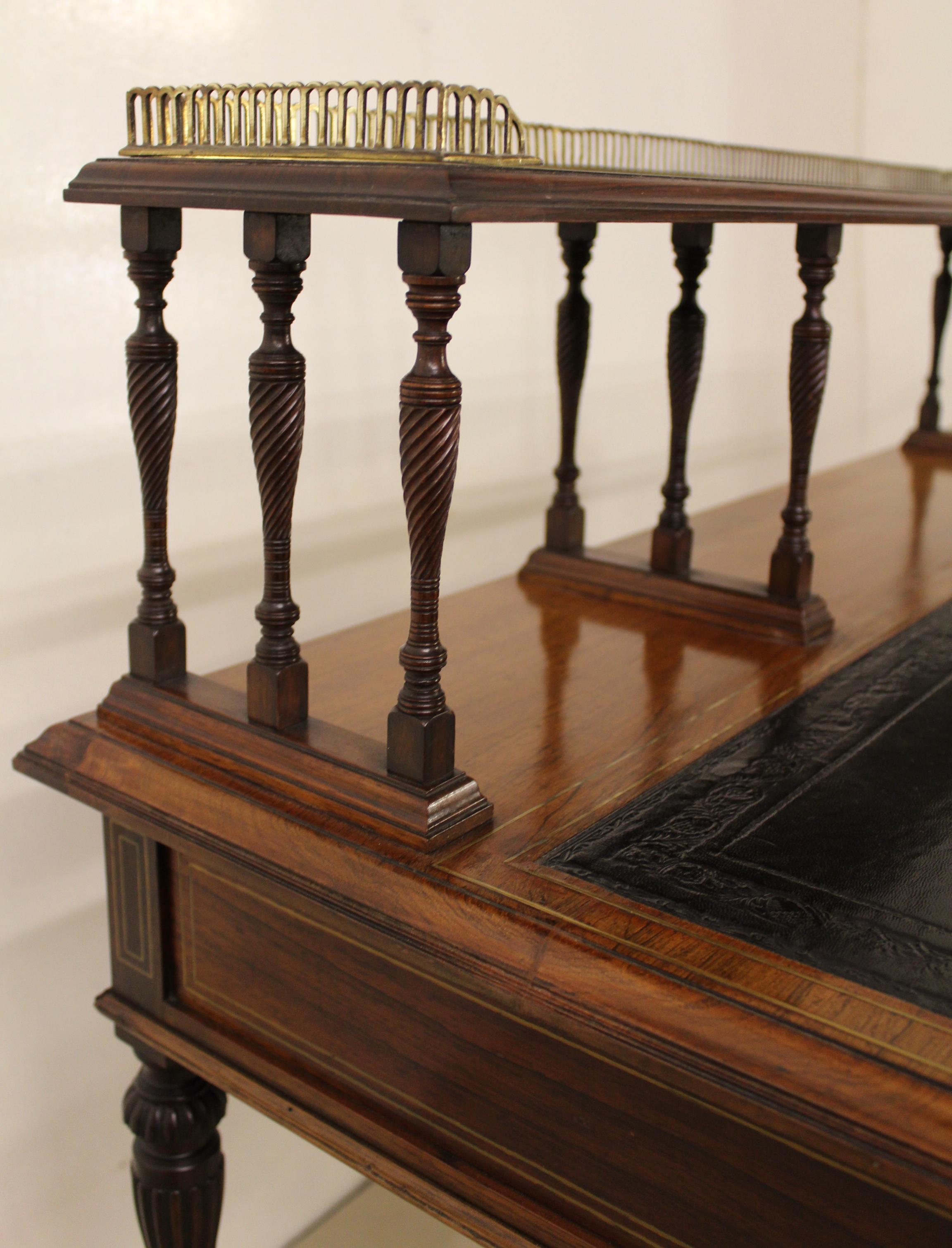 Late 19th Century Victorian Inlaid Rosewood Writing Desk by Collinson and Lock For Sale 3