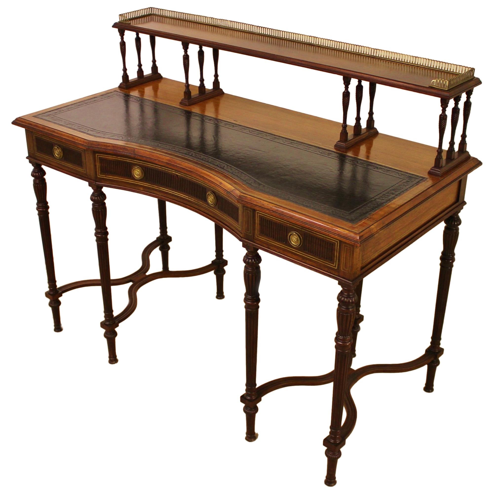 Late 19th Century Victorian Inlaid Rosewood Writing Desk by Collinson and Lock For Sale