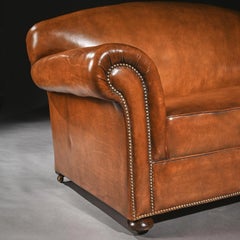Late 19th Century Victorian Leather Upholstered Drop Arm Sofa
