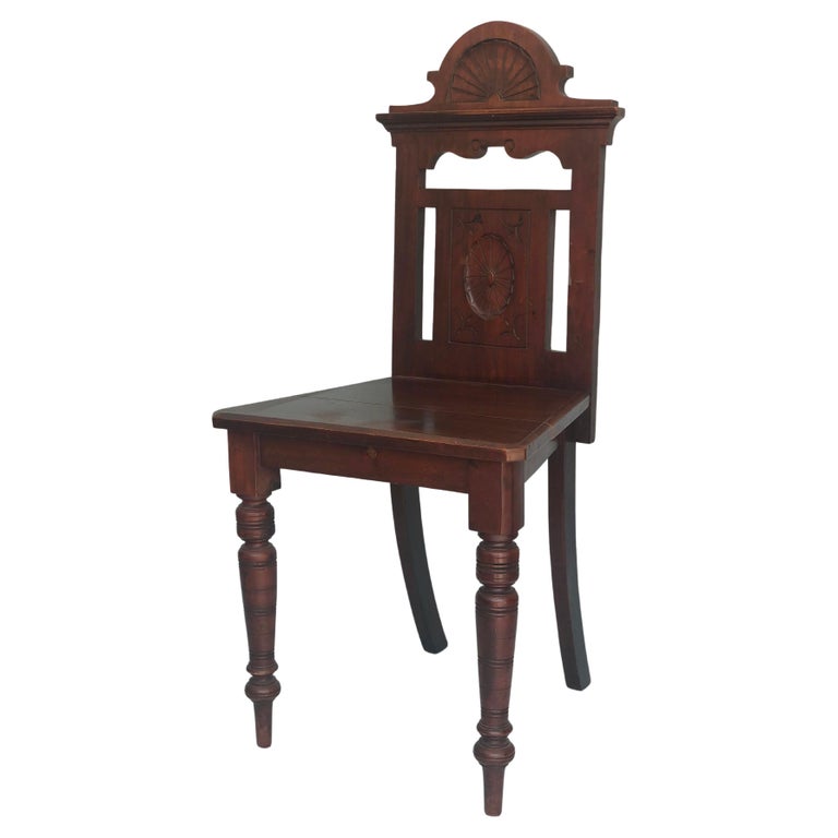 Late 19th Century Victorian Mahogany Hall Chair United Kingdom For Sale