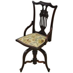 Antique Late 19th Century Victorian Mahogany Revolving Music Chair