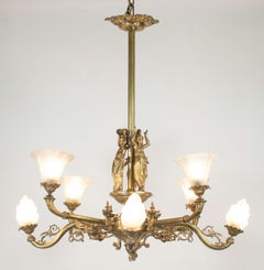 Late 19th Century Victorian Neoclassical Bronze Eight Light Chandelier