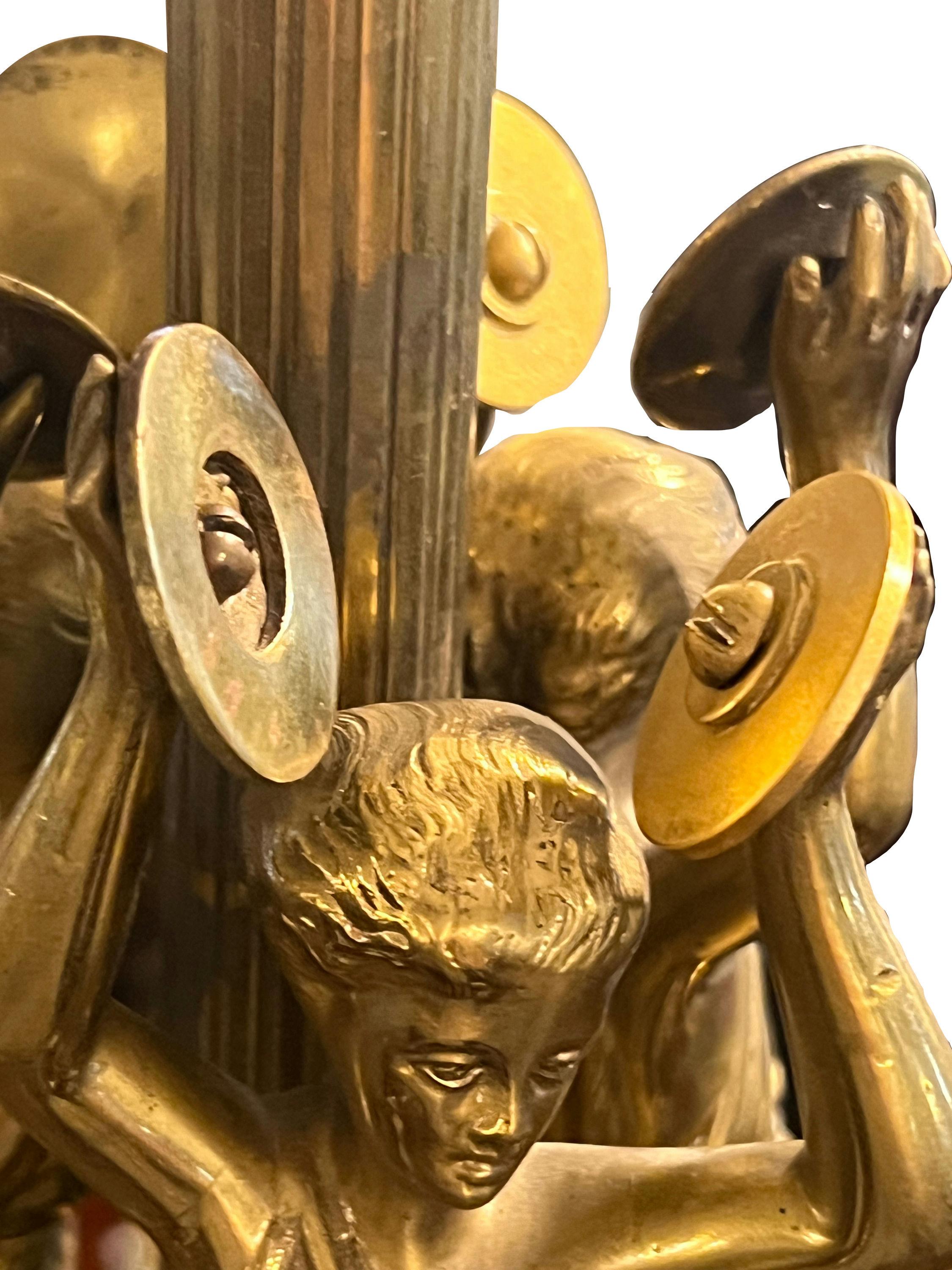 Neoclassico Lampadario a otto luci in bronzo neoclassico vittoriano di fine Ottocento in vendita