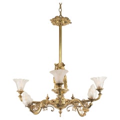 Late 19th Century Victorian Neoclassical Bronze Eight Light Chandelier