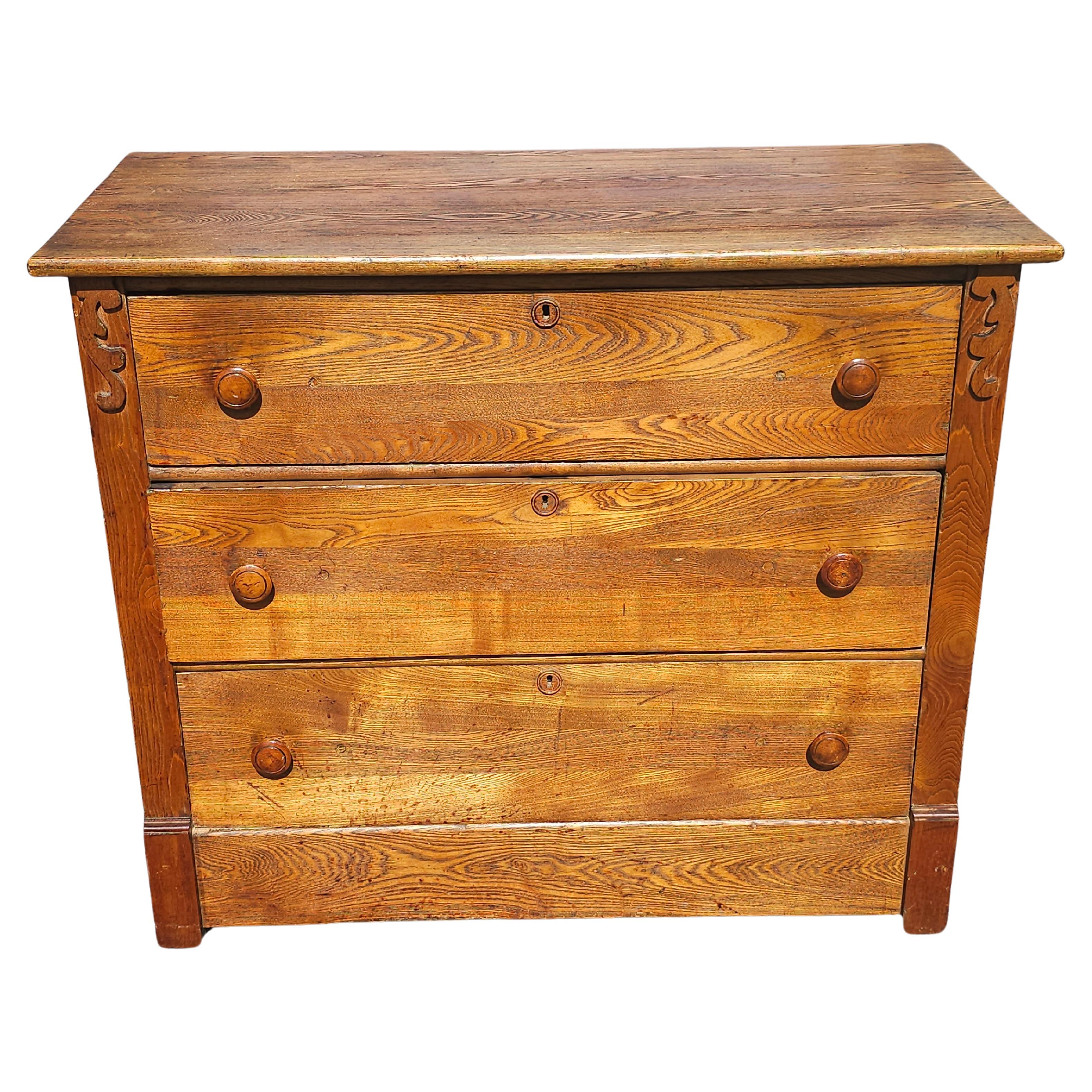 Late 19th Century Victorian Oak Commode Chest of Drawers For Sale 1