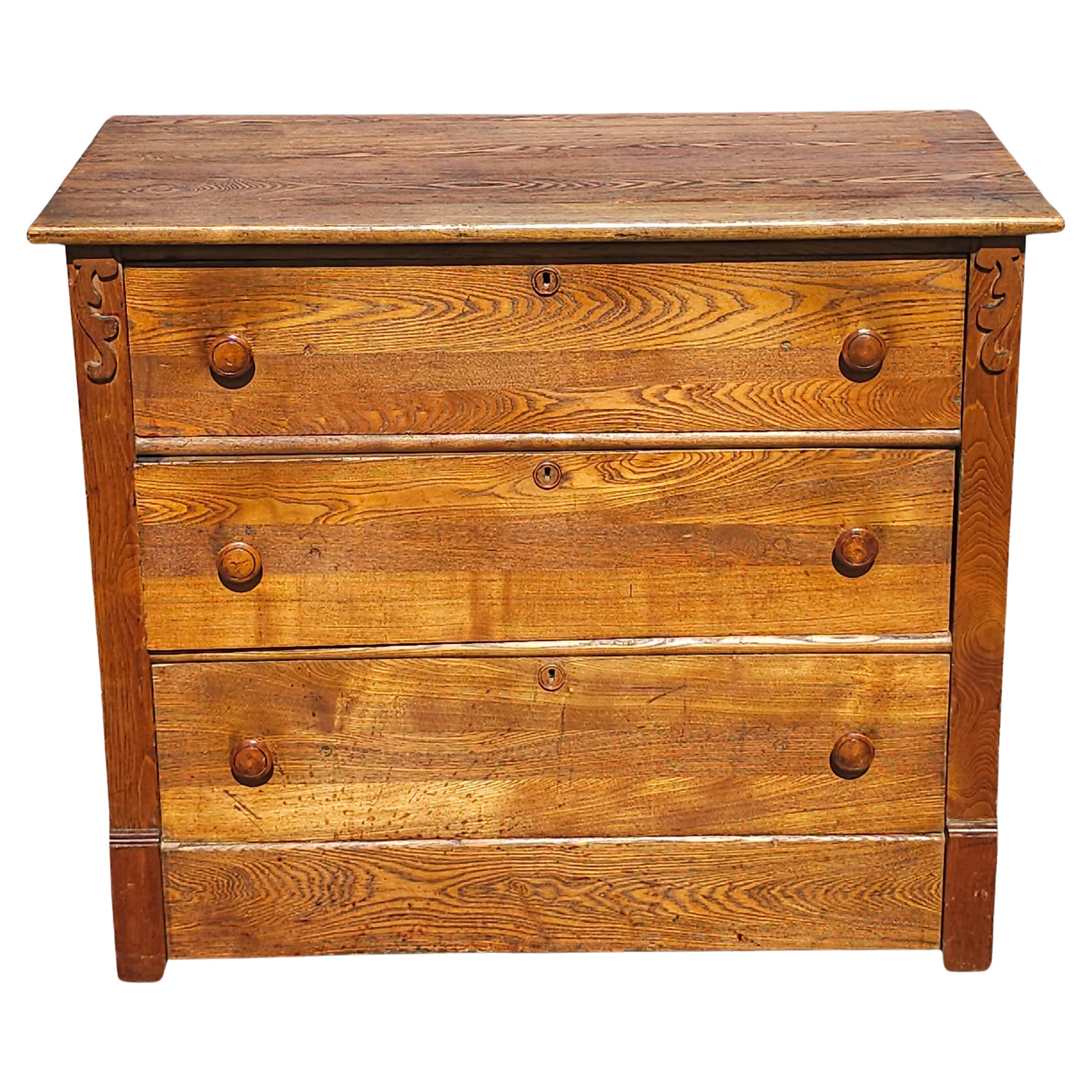 Late 19th Century Victorian Oak Commode Chest of Drawers