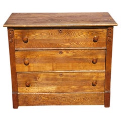Antique Late 19th Century Victorian Oak Commode Chest of Drawers