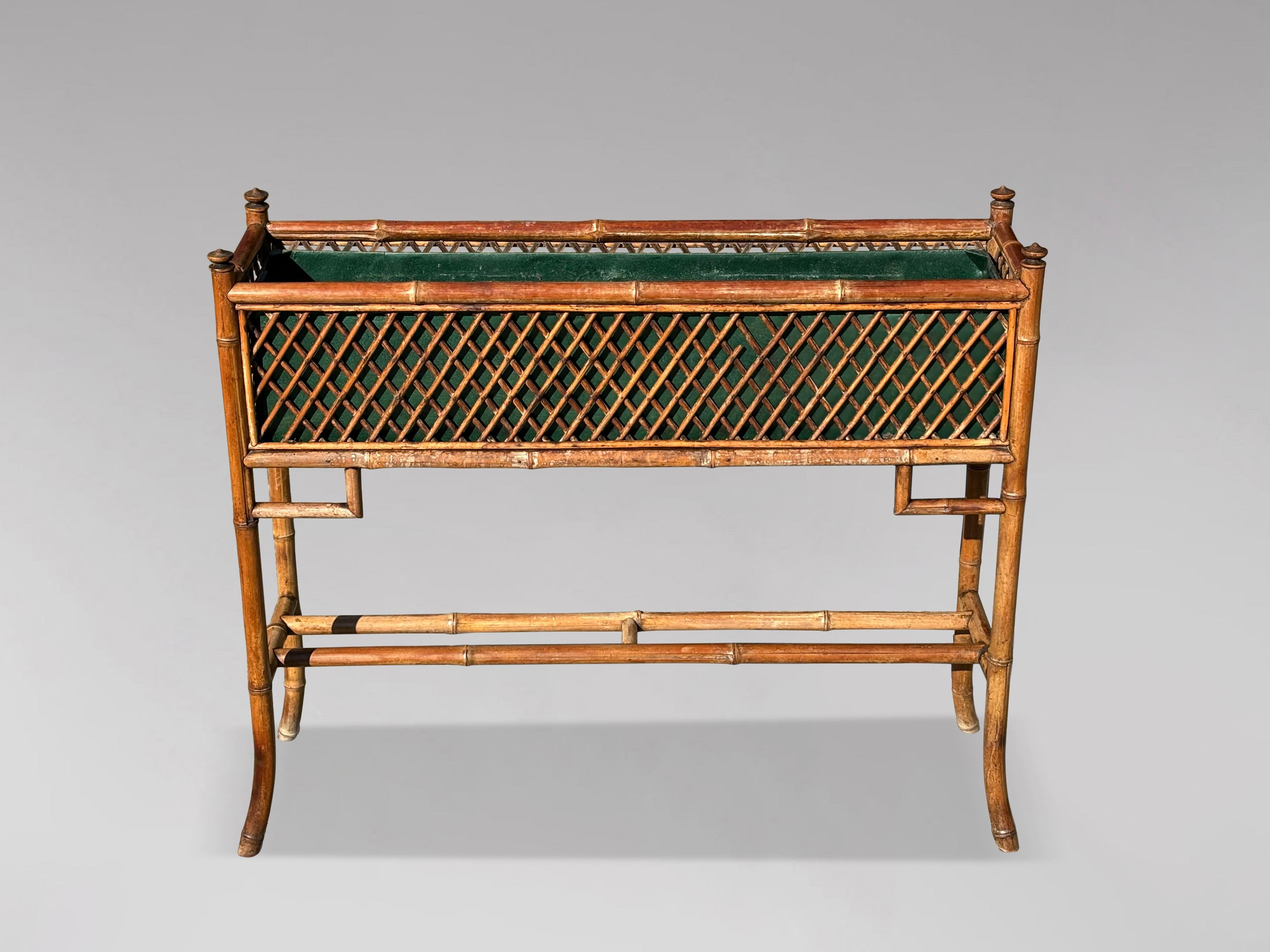 Late Victorian Late 19th Century Victorian Period Bamboo Jardinière For Sale